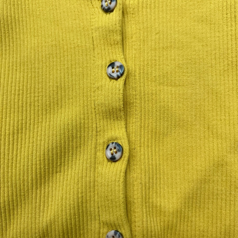 Free People Mustard Button-Up Crop Top - Picture 6 of 6